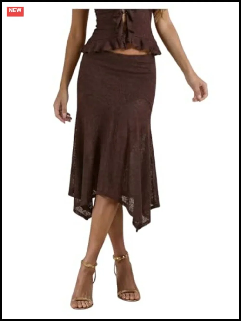Women's Western Lace Midi Skirt Y2k Low Rise Asymmetrical Paisley Boho Flowy